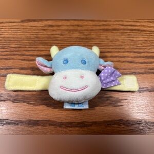 EDEN Plush Cow Rattle Baby Bracelet Pastel Velour Rattle VTG